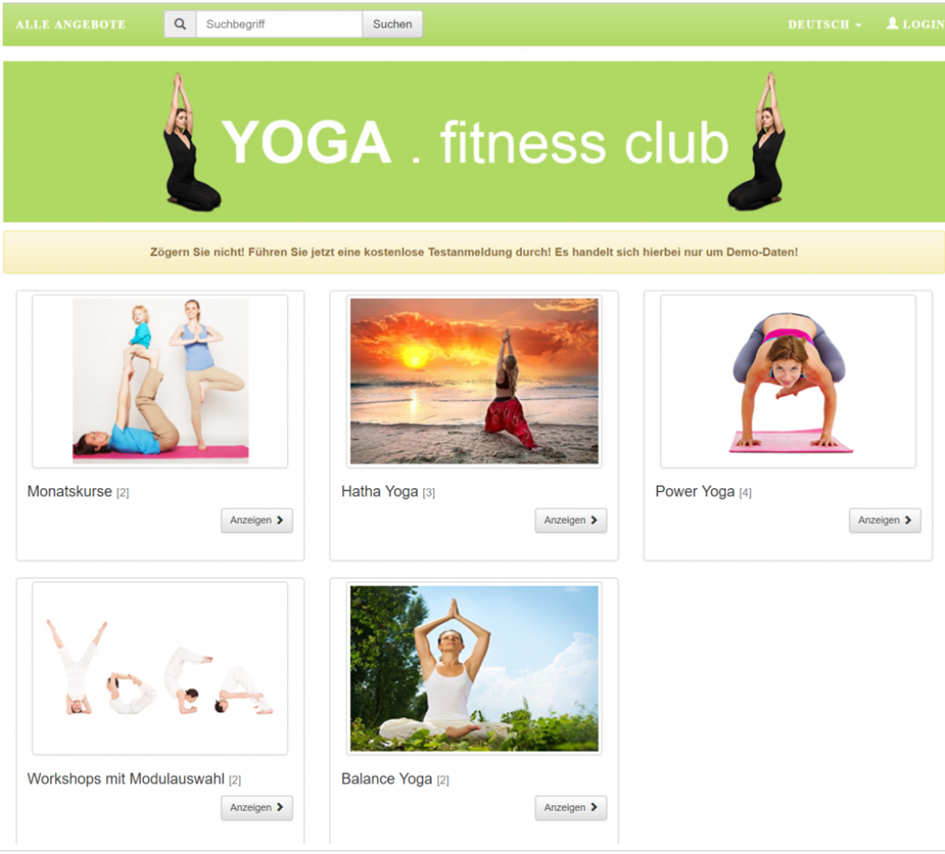 Yoga Demo Seite